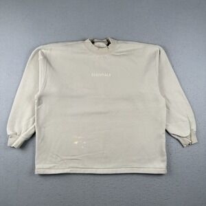 Fear Of God Essentials Sweatshirt Men's Small Beige Oversized Pullover Crew Neck